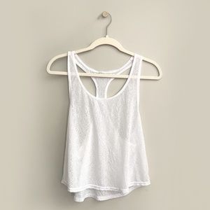 White Sheer Cropped Workout Tank